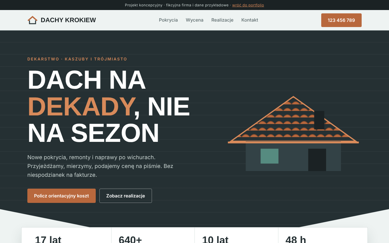 Strona firmy dekarskiej Dachy Krokiew na komputerze